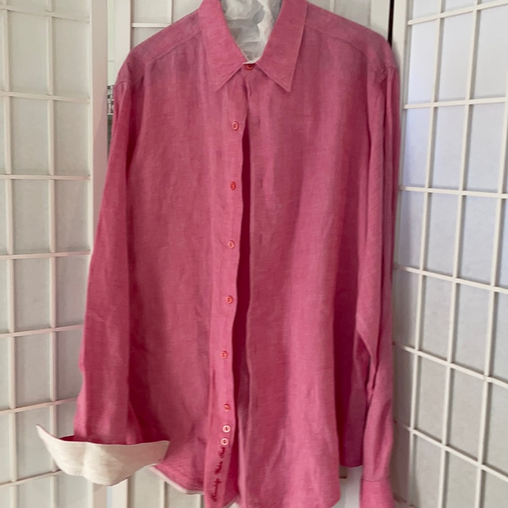 Robert Graham Pink Linen Shirt Sz L